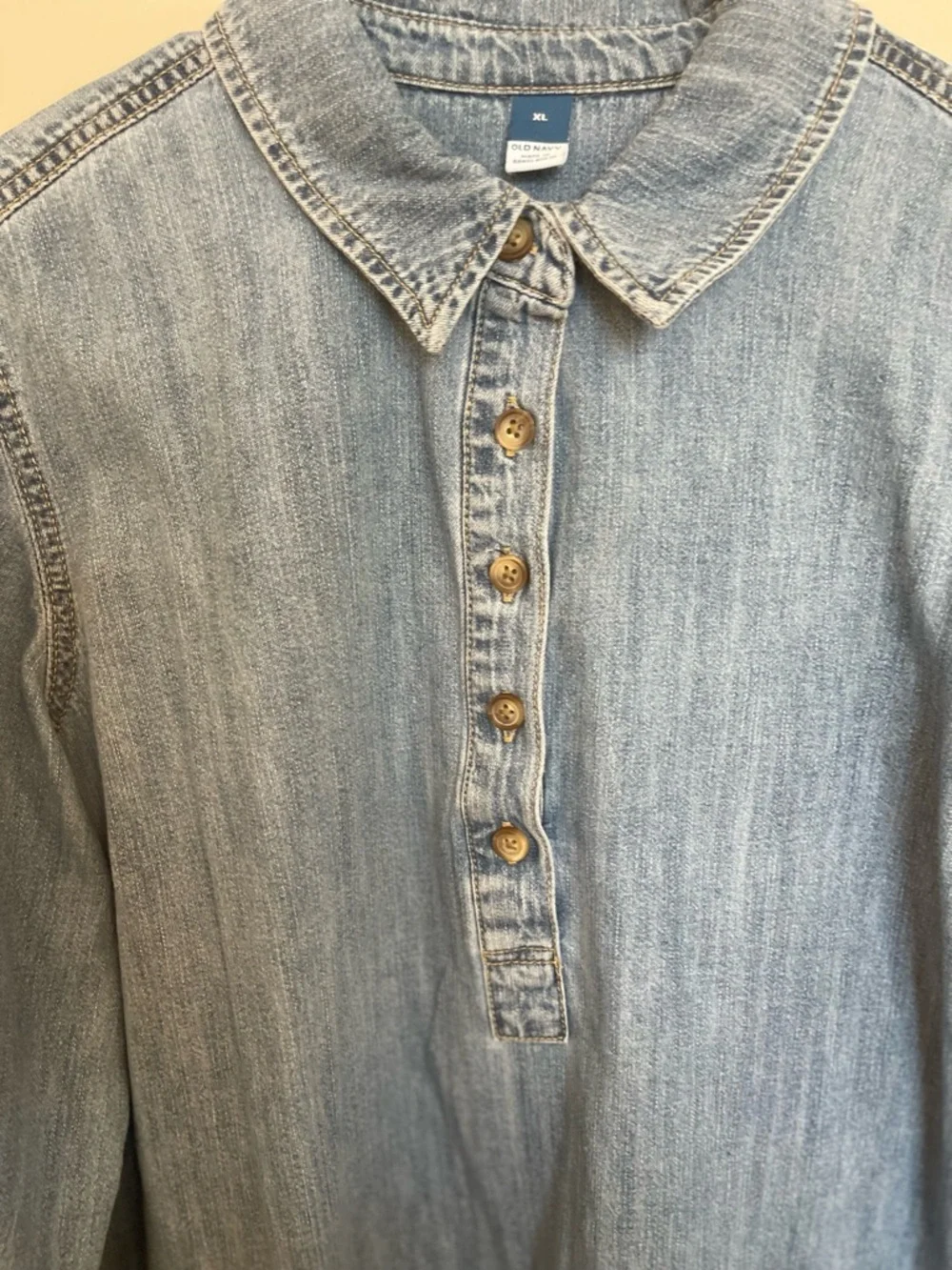 Old Navy Light Blue Denim Shirt Dress - Picture 3 of 6